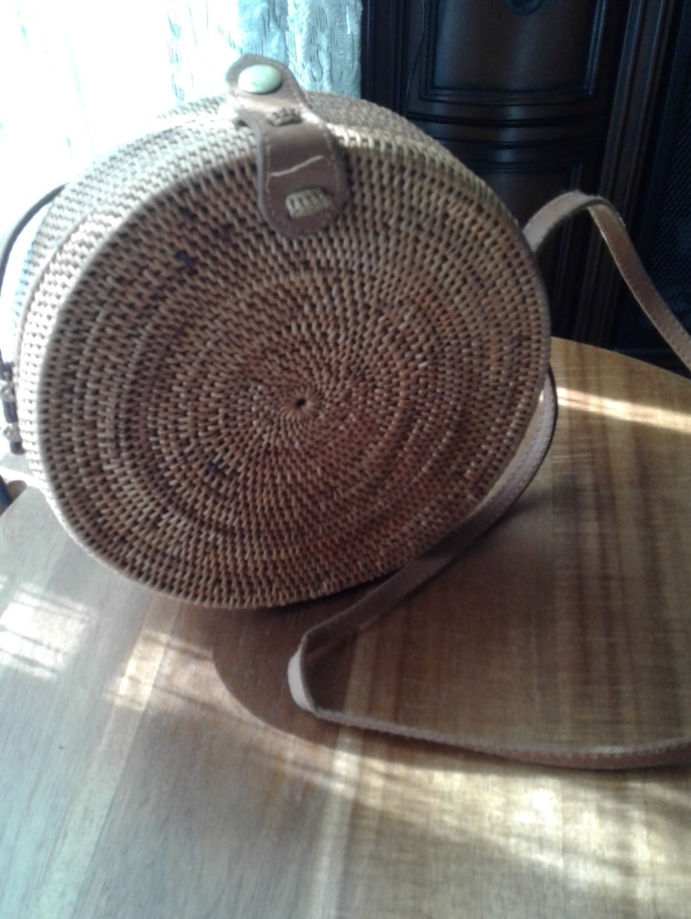Source Unknown Vintage Round Woven Crossbody Bag in Brown